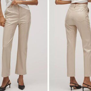 Stylish Beige Faux Leather Pants
